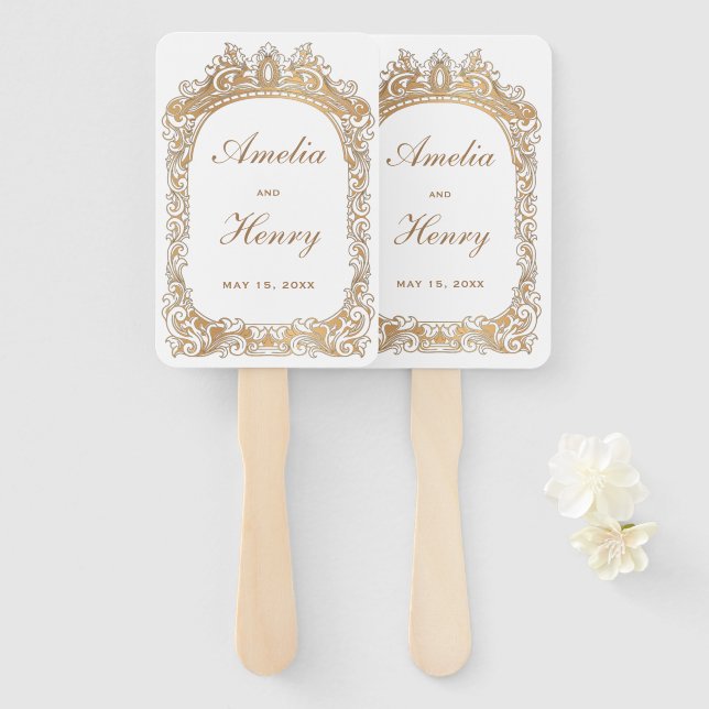 Klassische Goldrahmen-Grenz-Hochzeit Fächer (Vorne und Hinten)