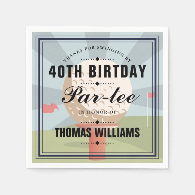 Klassische Golf-Geburtstagsfeier  Serviette (Vorderseite)