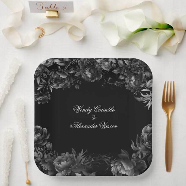 Klassische Gothic Black Wedding Paper Teller (Hochzeit)
