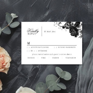 Klassische Gothic White Wedding Response Card RSVP Karte
