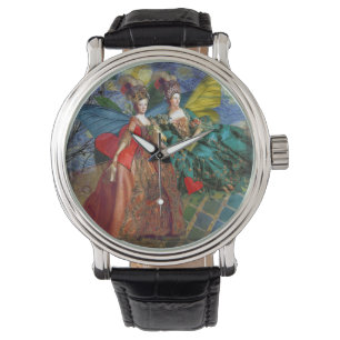 Klassische gothische Zwillinge Whimsical Schmetter Armbanduhr