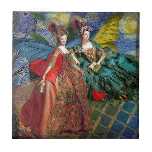 Klassische gothische Zwillinge Whimsical Schmetter Fliese