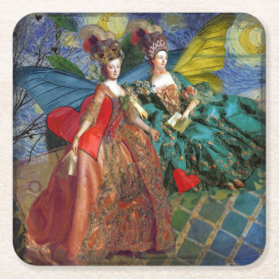 Klassische gothische Zwillinge Whimsical Schmetter Rechteckiger Pappuntersetzer