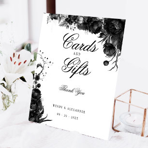 Klassische Gotische weiße Hochzeitkarten und Gesch Sockelschild