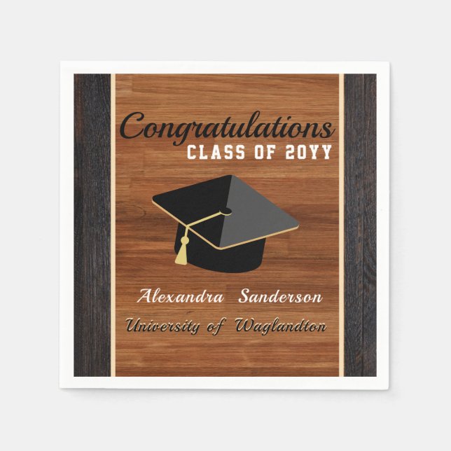 Klassische Graduierungskappe für modernes Braunhol Serviette (Vorderseite)