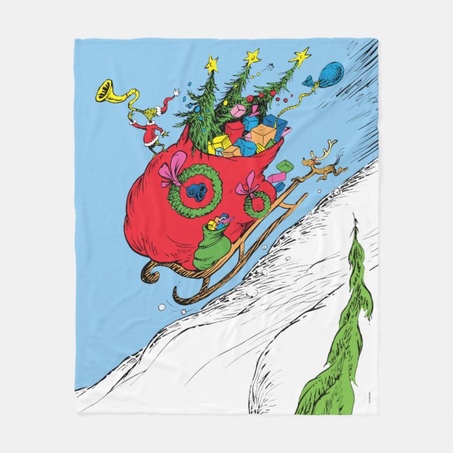 Klassische Grafik | Grinch & Max Runaway Slei Fleecedecke (Vorderseite)