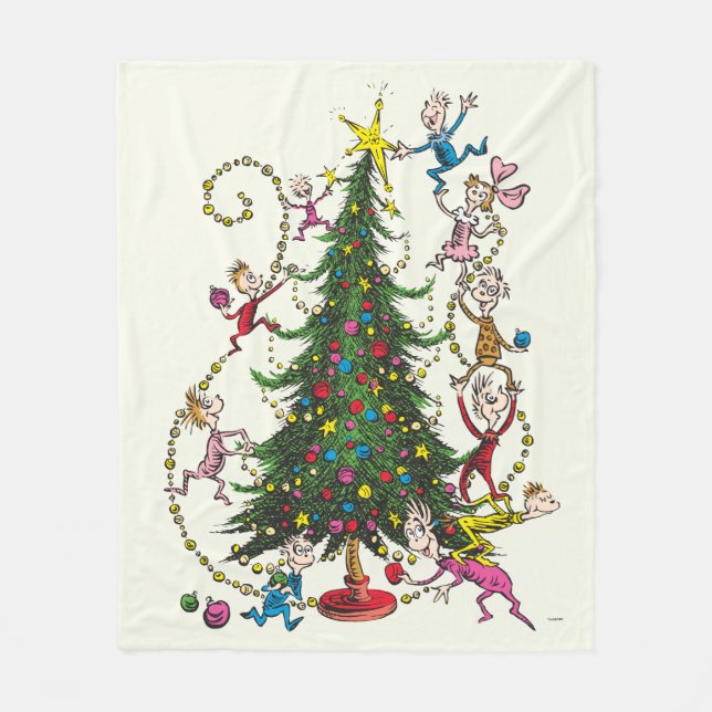 Klassische Grafik | Weihnachtsbaum Fleecedecke (Vorderseite)