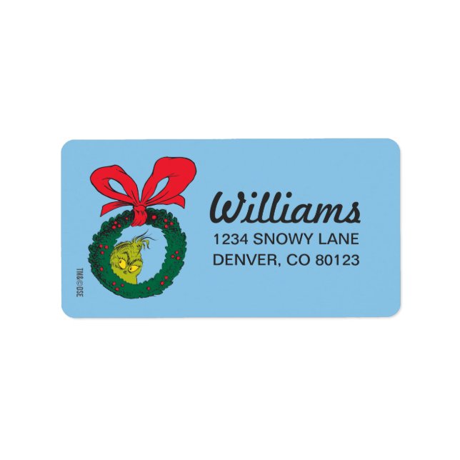 Klassische Grafik | Weihnachtskranz Adressaufkleber (Vorne)
