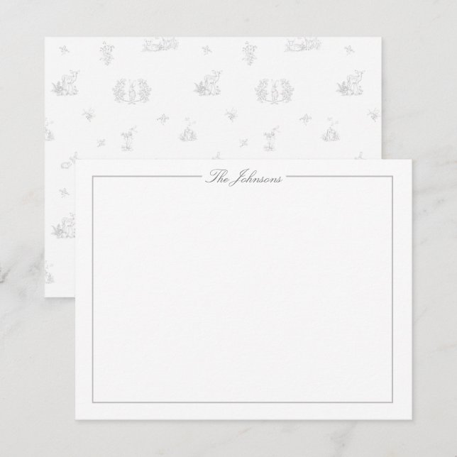 Klassische graue Grenz Personalisiert Stationery Mitteilungskarte (Vorne/Hinten)