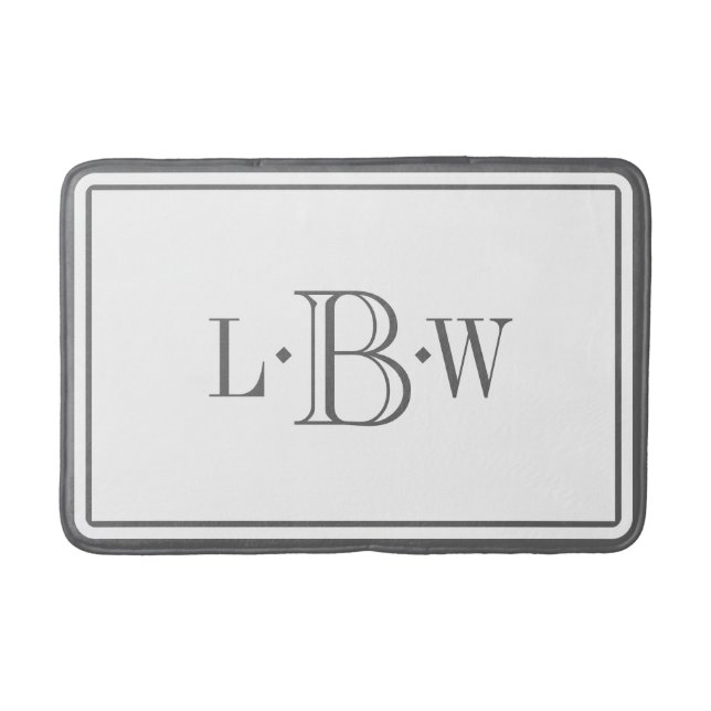 Klassische graue Grenze mit Monogramm Badematte (Vorderseite)