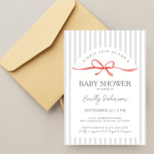 Klassische graue Streifen rote Schleife Baby Showe
