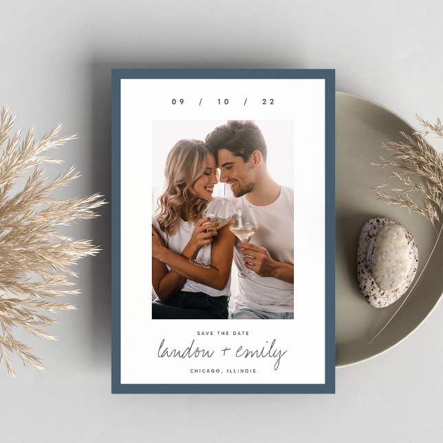 Klassische Grenze | Einfaches elegantes vertikales Save The Date (Von Creator hochgeladen)