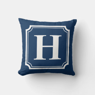 Klassische Grenzen Navy Blue Personalisiert Mono Kissen