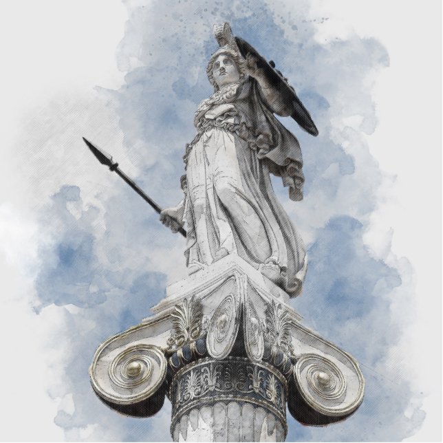 Klassische griechische Athena Statue Art - Minimal Freistehende Fotoskulptur (Vorne)