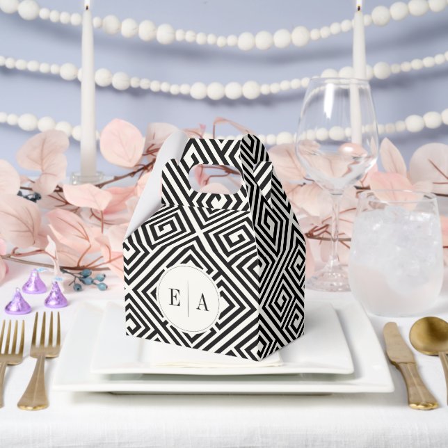 Klassische griechische Schlüssel Schwarz-Weiß-Geom Geschenkschachtel (Hochzeit)