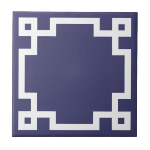 Klassische griechische Schlüsselbordüre Navy Blau  Fliese