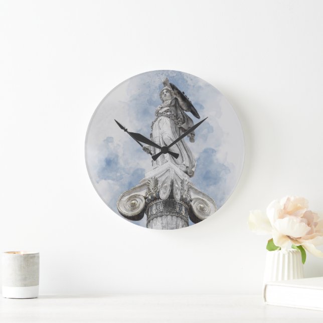 Klassische griechische Statue Athena Große Wanduhr (Zuhause)