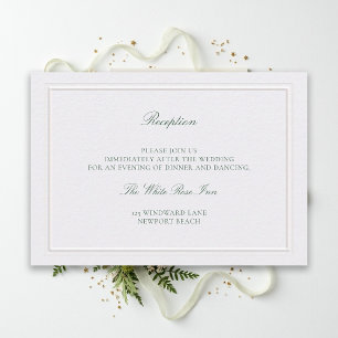 Klassische grüne elegante Perlen-Hochzeitsempfang Begleitkarte