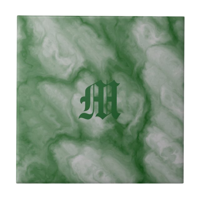 Klassische grüne graue Imitate Marmormonogramm Fliese (Vorderseite)