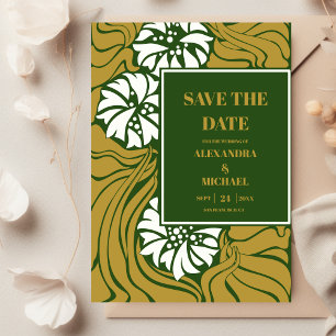 Klassische grüne Hochzeit im Jugendstil Save The Date