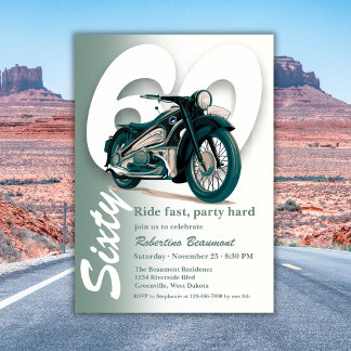 Klassische grüne Motorradfahrt zum 60. Geburtstag Einladung