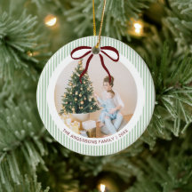 Klassische grüne Streifen rote Schleife Weihnachte