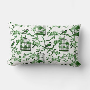 Klassische Grüne und Weiße Chinoiserie Birdcage Lendenkissen