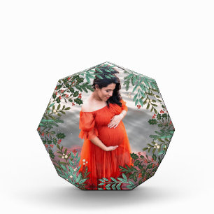 Klassische grüne verzauberte botanische Weihnachts Fotoblock