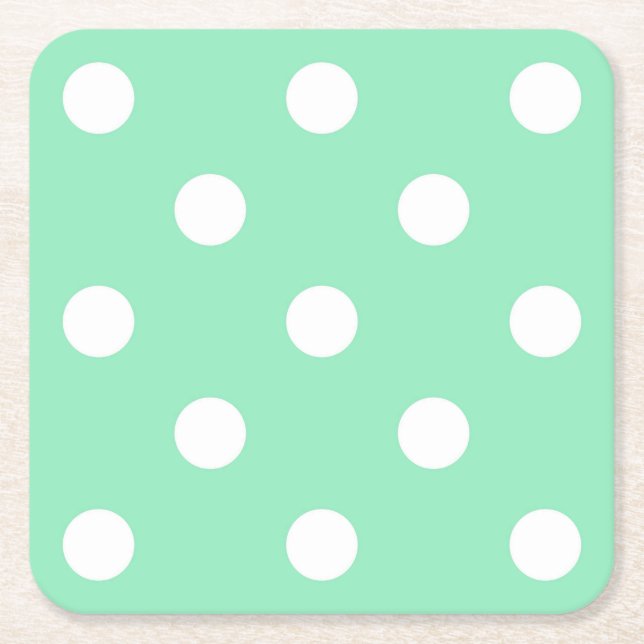 Klassische, grüne weiße Punkte Elegante Vorlage Rechteckiger Pappuntersetzer (Vorderseite)