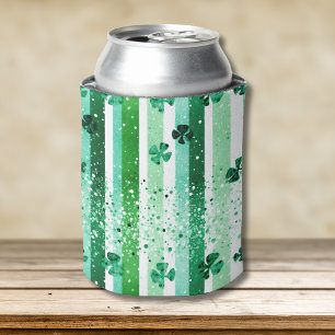 Klassische grüne weiße vertikale Streifen Shamrock Dosenkühler