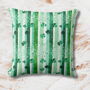 Klassische grüne weiße vertikale Streifen Shamrock Kissen