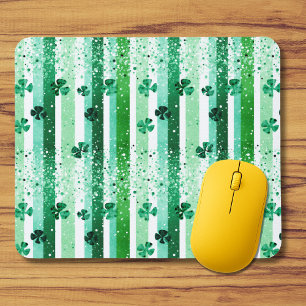 Klassische grüne weiße vertikale Streifen Shamrock Mousepad