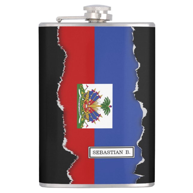 Klassische haitianische Flagge Flachmann (Vorderseite)