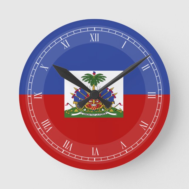 Klassische haitianische Flagge Runde Wanduhr (Vorderseite)