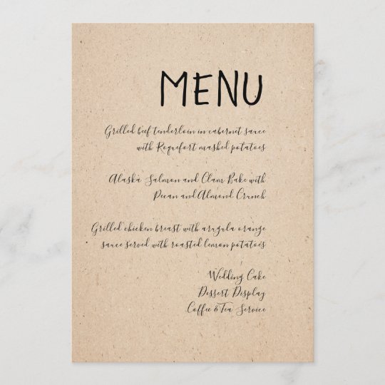 Klassische Handgeschriebene Hochzeits Menu Karte Menukarte Zazzle Ch