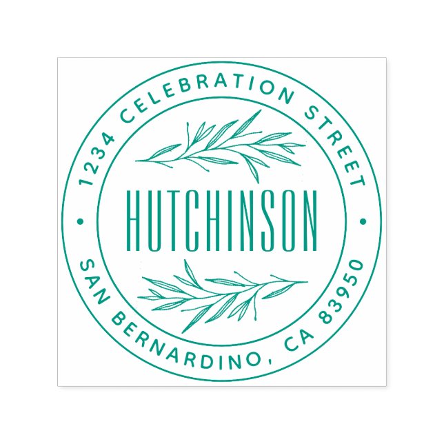 Klassische handgezeichnet Zweige Runde Rücksendead Permastempel (Design)