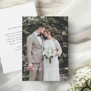 Klassische Handlettering-Foto-Hochzeit Dankeskarte