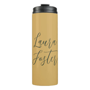 Klassische Handschrift Eleganname Gold Farbe Thermosbecher