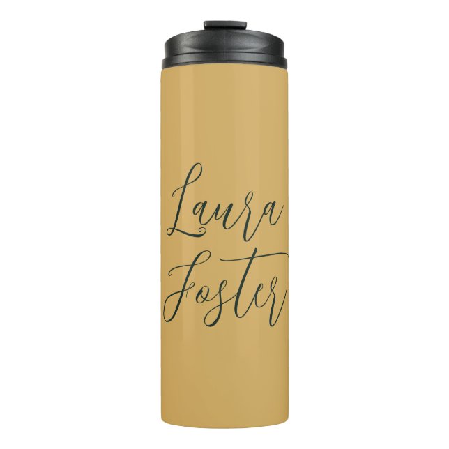 Klassische Handschrift Eleganname Gold Farbe Thermosbecher (Vorderseite)