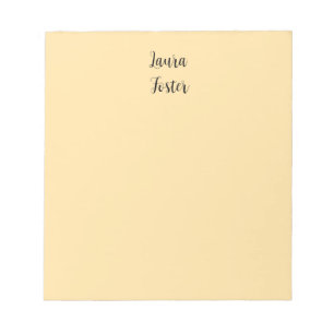 Klassische Handschrift Eleganter Name Beige Farbe Notizblock