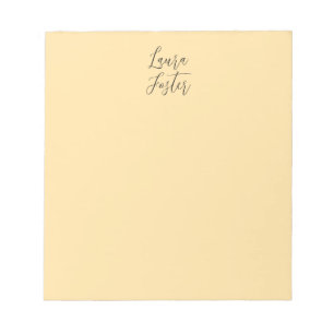 Klassische Handschrift Eleganter Name Beige Farbe Notizblock