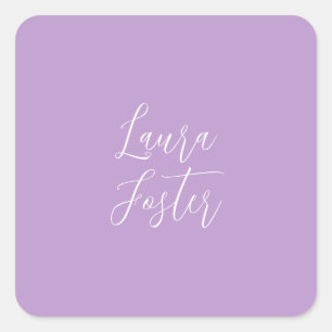 Klassische Handschrift Elegantname Lilac Farbe Quadratischer Aufkleber