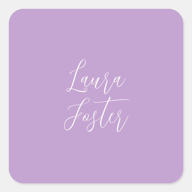 Klassische Handschrift Elegantname Lilac Farbe Quadratischer Aufkleber (Vorderseite)