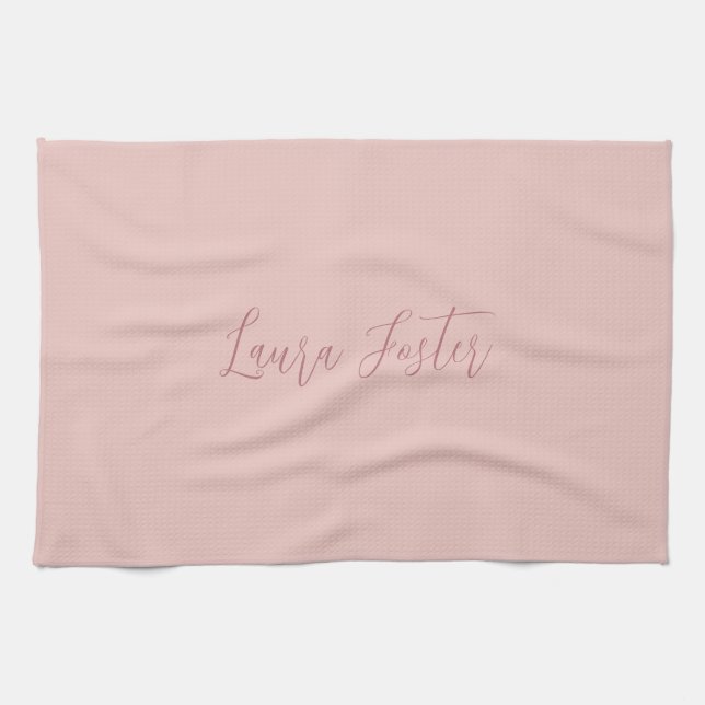 Klassische Handschrift Elegantname Rose Gold Geschirrtuch (Horizontal)