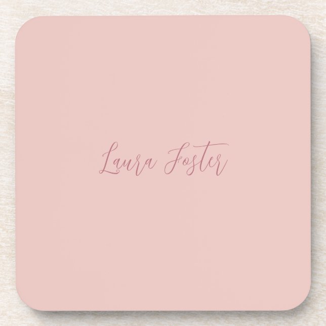 Klassische Handschrift Elegantname Rose Gold Getränkeuntersetzer (Vorderseite)