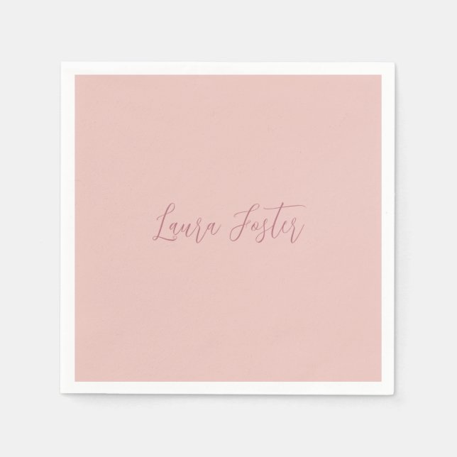Klassische Handschrift Elegantname Rose Gold Serviette (Vorderseite)