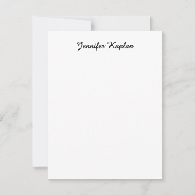 Klassische Handschrift Minimalistischer Profi Mitteilungskarte (Vorderseite)