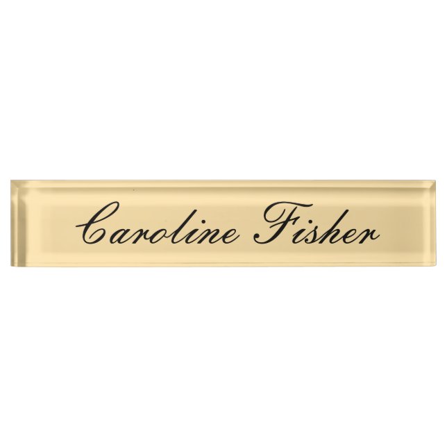 Klassische Handschrift Schlicht einfach beige Namensplakette (Vorderseite)