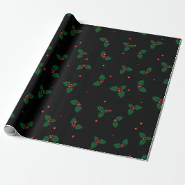 Klassische Heilige Blätter und Beeren Weihnachtsmu Geschenkpapier