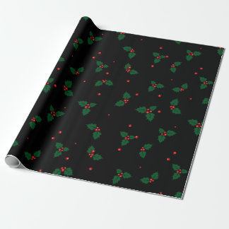 Klassische Heilige Blätter und Beeren Weihnachtsmu Geschenkpapier